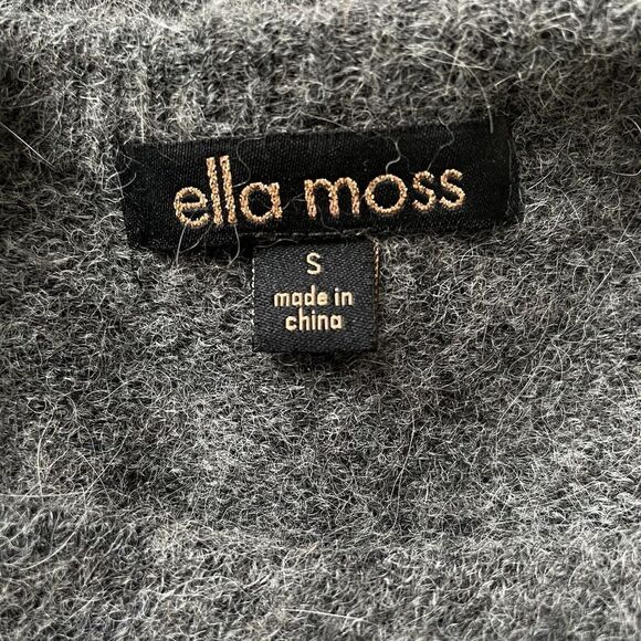 ELLA MOSS Womens Gray Leopard Sweater Rear Zip Wool-Angora Blend Soft Small S - Picture 6 of 8